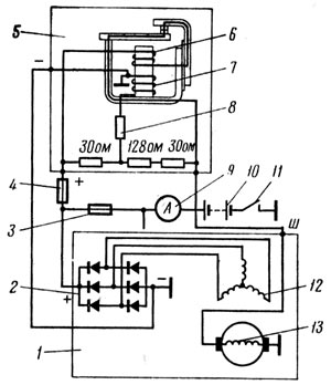 Схема включения генератора и регулятора МАЗ