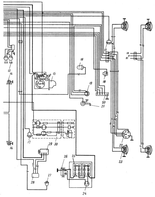 Схема электрооборудования автомобилей МАЗ-500А и МАЗ-516